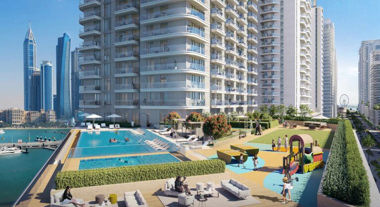 Modern beachfront Address-branded residences at Emaar Beachfront with private sandy beach